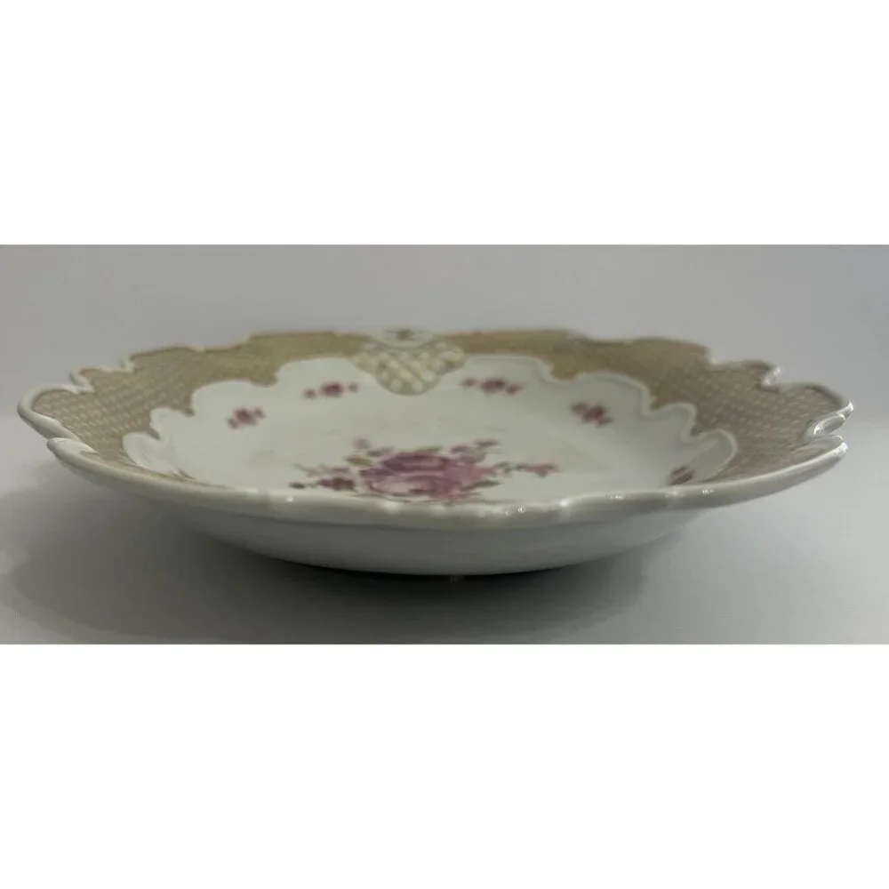 Wallendorf 1764 Oblong Rose Pink and Gold Dish Porcelain Germany 13x9 Inches - Picture 5 of 10